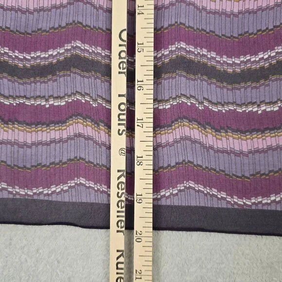 Chevron Scarf Women Square 19.75 x 18.5 Purple Vintage Sheer Zig Zag Lavender - Picture 9 of 10